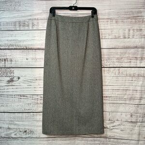 Liz Claiborne Size 10 Wool Blend Maxi Skirt Lined Herringbone